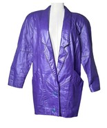 Vtg 90s Outerwear by Pheonix Purple Leather Jacket Coat Shoulder Pads Sz SP - $89.09