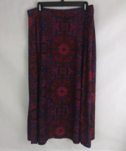 Dana Buchman Women&#39;s Red &amp; Blue Textured Floral Skirt Size Large - £13.89 GBP