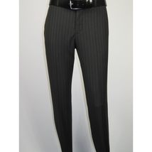Men Suit BERLUSCONI Italian Wool 180's Pin Stripe One Button Peak UGS95-4 Black image 9