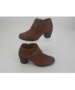 B.O.C. WOMENS DRESS ANKLE BOOT SZ 10/42 M BROWN LEATHER UPPER SIDE BUCKL... - £23.59 GBP