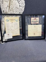 Vintage Pair Rare Framed Wine Labels And Receipts Art Decor Dated 1899 &amp; 1913 - £75.36 GBP