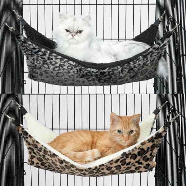 Thermapet Warm Cat Hammock Bed  Brown Or Grey Leopard Print Thermal Lining
