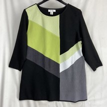 CJ Banks Size XL Women&#39;s Shift Dress Long Sleeve Colorblock Knit Chic Look - £9.75 GBP