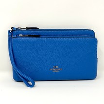 Coach Double Zip Wallet in Racer Blue Leather C5610 New With Tags - $196.02