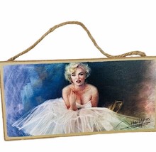 Marilyn Monroe wall hanging sign art Love Laughter sexy 10X5 SJT white dress vtg - £29.57 GBP