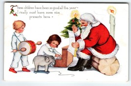 Santa Claus Christmas Postcard Saint Nick Children Whitney Toy Elephant ... - $20.43