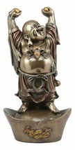 Chinese Zen Monk Happy Buddha Standing On Golden Nugget Statue Happiness Fortune - £50.61 GBP