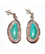 Native American Navajo Earrings Sterling Silver Turquoise Post Dangle Ea... - £92.44 GBP