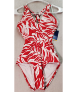 Apt. 9 Swimsuit Womens Petite Small Red Palm Leaf Sleeveless V Neck Cros... - $31.35 CAD