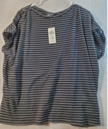 Lauren Ralph Lauren T Shirt Top Womens Size XL Black White Striped Short... - £24.87 GBP