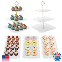 NAXIHOPT 5 Pcs Dessert Table Display Set, White Plastic 2 Pcs Square 3 T... - $41.08