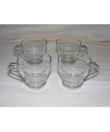 Vintage Vitrosax Glass Expresso 4 oz Cups Set of 4 Stainless Handle Italy - $35.27