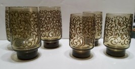 Set of 6 Vintage Libbey Tawny Brown Glasses Prado Tumblers Raised Scroll... - $37.04