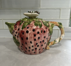 Ceramic watermelon tea pot/pitcher with butterfly lid - £18.30 GBP