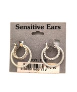 New Sensitive Ears Earrings Triple Silver Hoops Rope Style Nickel Free 1... - $12.38