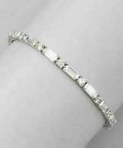 6.50CT Baguette Künstlicher Diamant Tennis Armband 14K Weiß Vergoldet - £193.53 GBP