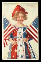 Vintage Postcard Patriotic Decoration Day Young Miss Columbia Flag Dress 1908 - £15.86 GBP