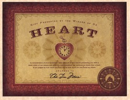 Wizard Of Oz The Emerald City Certification Of Heart Tin Man Prop/Replica - £2.39 GBP