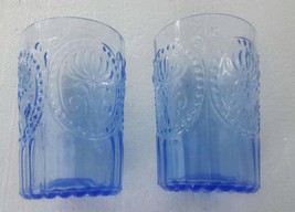 Fleur-De-Lys Ice Blue Glass Flat Tumbler Glasses by Anthropologie Glassware - $52.99