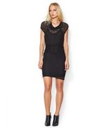 NWT Helmut Lang Slip Dress Black Puckered Lace Overlay Asymmetrical Drap... - $69.68 CAD