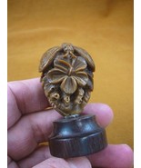 (tb-but-4) tan Butterfly on flower TAGUA NUT palm figurine Bali detailed... - $49.08