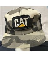 Vintage CAT Hat Cap Snap Back Mens One Size Camo Mesh Trucker Made in US... - $330.76 MXN