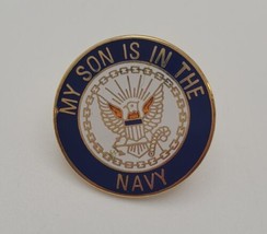 United States US Navy Logo Crest &quot;My Son is in the Navy&quot; Blue Lapel Hat Pin - £13.29 GBP