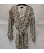 Aqua Womens S Nude Silver Sequined Long Sleeve V Neck Jumpsuit NWT Q83 - $59.14 CAD