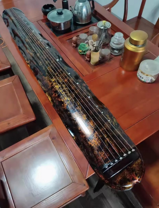 Guqin Black Pure Handmade Old Fir Professional performance Chinese zither - $699.00