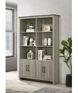 Nyla Gray Oak Bookcase with Cabinet Doors, 47&quot;W Storage Shelf - $388.55 CAD