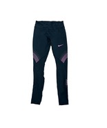 Nike Dri Fit Womens Size Small Black Pink Swoosh Leggings Zip Back Pocket - £11.61 GBP