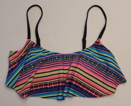 NEW Arizona Splash of Color Swimsuit Flounce Top Black Multi SZ M NWT Re... - $12.99