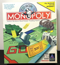 1995 Hasbro Interactive Monopoly Windows 95 3.1 PC Computer Game CD-ROM w Box - $11.99