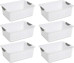 White Basket With Titanium Inserts, Medium Ultra Basket, 6-Pack, Sterilite - £30.32 GBP