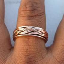 Solid Pure Copper Minimalist Healing Ring, Handmade, Unisex, Braided Band - $15.59+