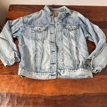 American Eagle Women's Denim Jacket Size S Distressed Blue Vintage Style - $25.74