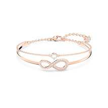 Swarovski Infinity Bangle Bracelet White, Rose Gold-Tone Plate Authentic 5518871 - £74.45 GBP