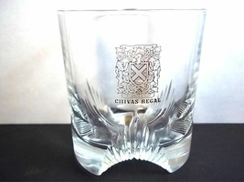 Chivas Regal whisky glass round cut away base shape gold square logo 8 oz - $8.84