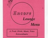 Encore Lounge Menu Kings Inn Lite Faire &amp; Pasta South Williamsport Penns... - £12.44 GBP