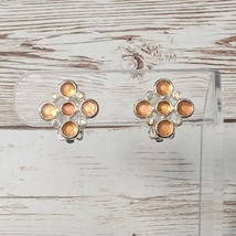 Vintage Clip On Earrings - Dainty - Orange Gems 5/8&quot; - £8.61 GBP