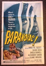 *PARANOIAC (1963) Hammer Horror 1-Sheet Oliver Reed Suicide Returns From... - $250.00