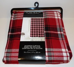 NIP RALPH LAUREN PLAID/TARTAN RED BLACK WHITE 70X72 FABRIC SHOWER CURTAIN - $44.54