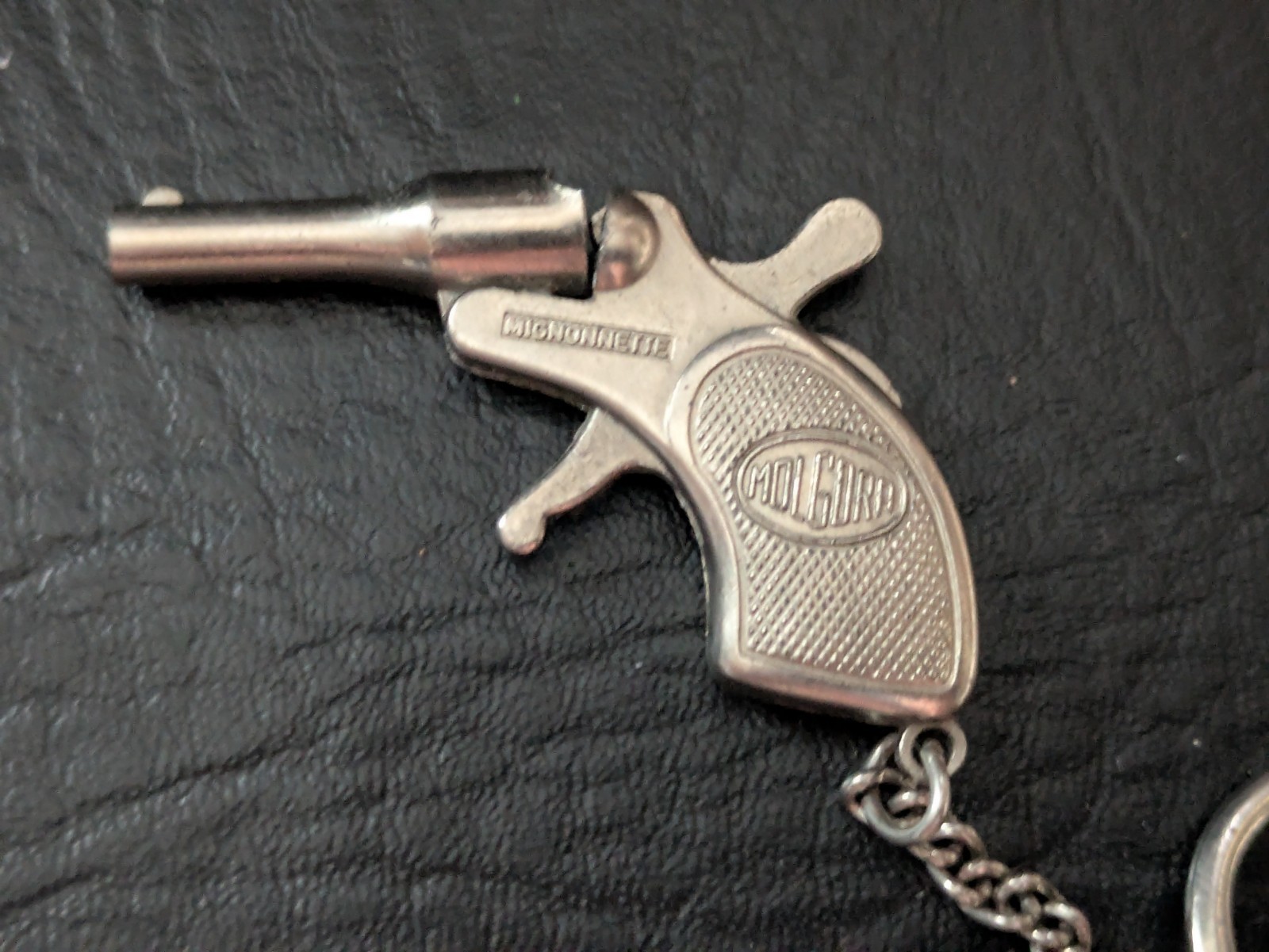 1960s Mondial Mini Metallo Giocattolo Tappo Pistola Portachiavi Molgora Italia Item image 2