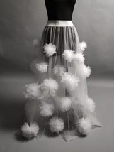White Bridal Tulle Maxi Skirt Overlay White Full Length Wedding Tulle Skirt Plus image 1