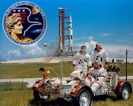 Apollo 17 Prime Crew On Lunar Rover At The Launch Pad 1972 8X10 Nasa Photo - $11.32