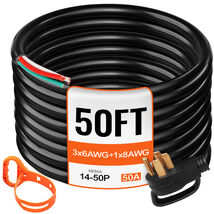 VEVOR 50' 50A RV Camp Power Cord Generator Cord 3x6 + 1x8 AWG NEMA 14-50P  - $168.90