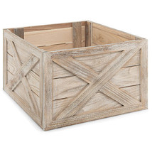 24 Inch Wooden Tree Collar Box with Hook and Loop Fasteners-Brown - Colo... - $104.96