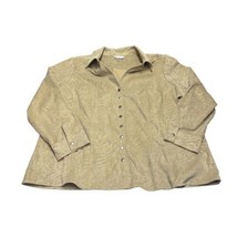 CJ Banks Women Size 2X Shirt Jacket Shacket Stretch Long Sleeve Tan Corduroy - £21.64 GBP