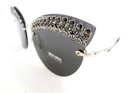 MIU MIU Women&#39;s Sunglasses MU58TS MPG5S0 145 Silver/Crystals MADE IN ITA... - £235.81 GBP