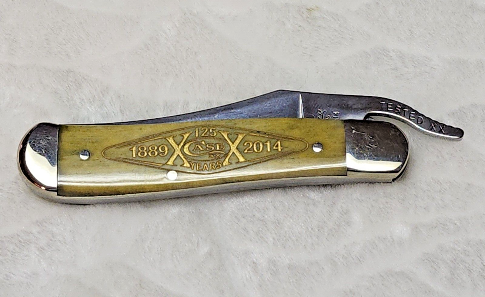 CASE XX USA RUSSLOCK 61953L OLIVE GREEN BONE POCKET KNIFE 125 YEARS 1889 - 2014 - $229.99